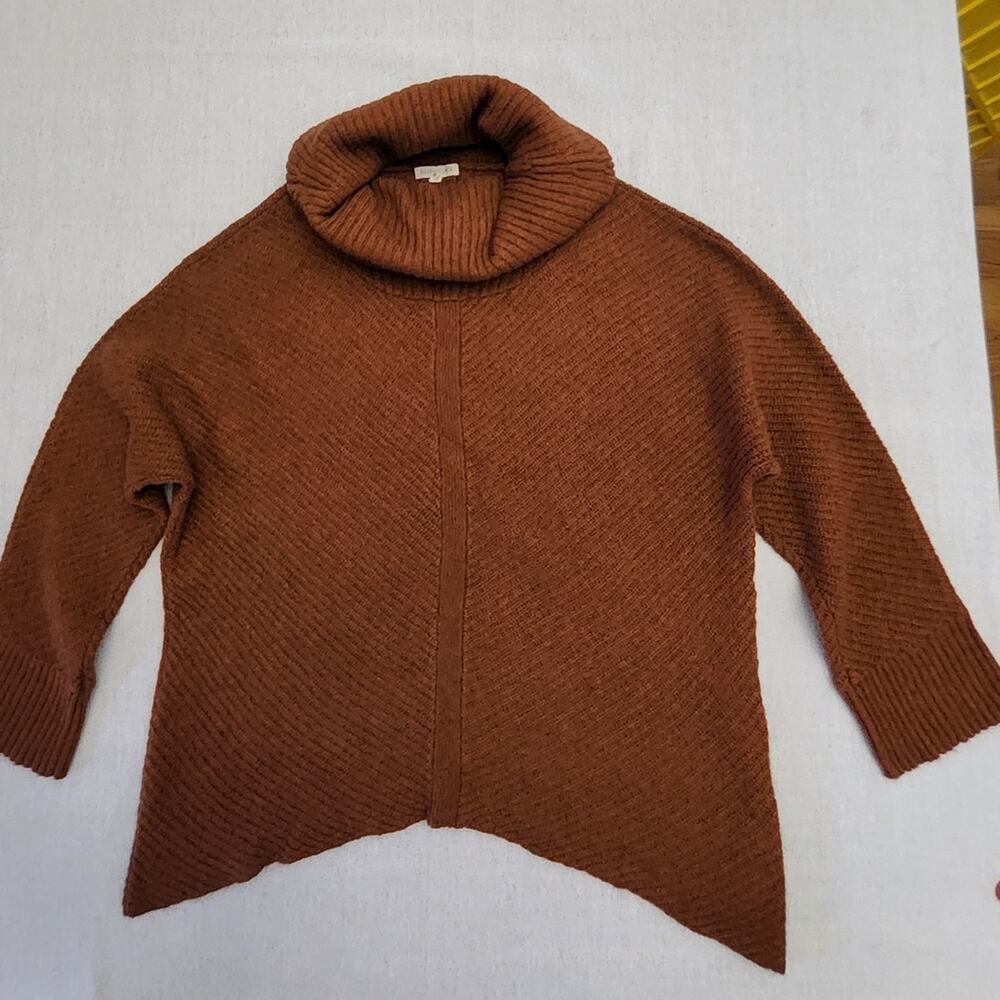 Eileen Fisher Rich Brown Cowl Neck Sweater